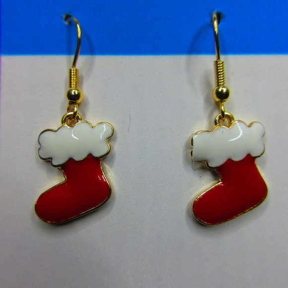 Christmas Stocking Christmas Festive Dangle Earrings - Picture 2 of 3